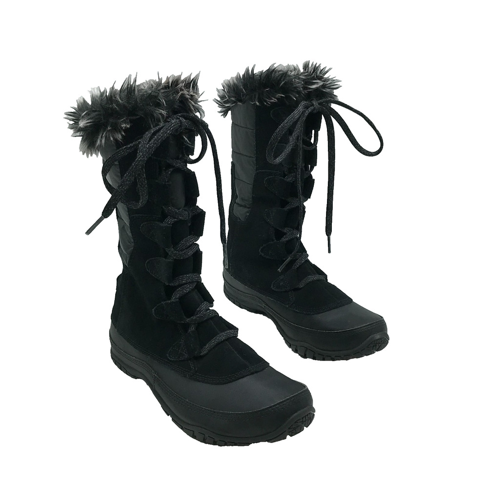 The North Face Women's 6.5 Nuptse Purna Winter Boots Black Lace Up 200 Gram Warm